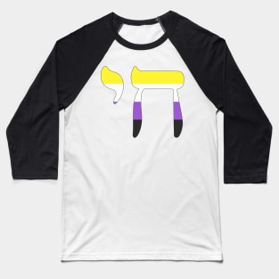 Chai - Jewish Life Symbol (Enby Pride Colors) Baseball T-Shirt